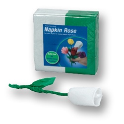 WHITE/Green Napkin Rose Refill - 50 napkins
